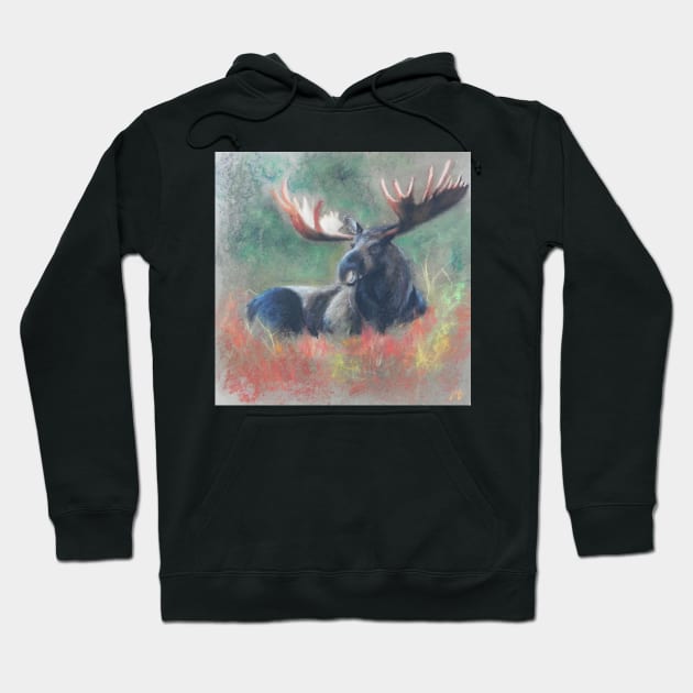 Lying moose Hoodie by hicksi7